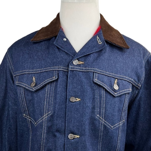 Roebucks Sears Men’s Western Wear Denim Jean Button Up Lined Jacket - Picture 5 of 9